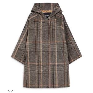 Weekend Max Mara Agitare Hooded Mixed Media Coat - Gray and Brown